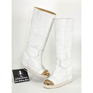 White and Gold Heeled Boots